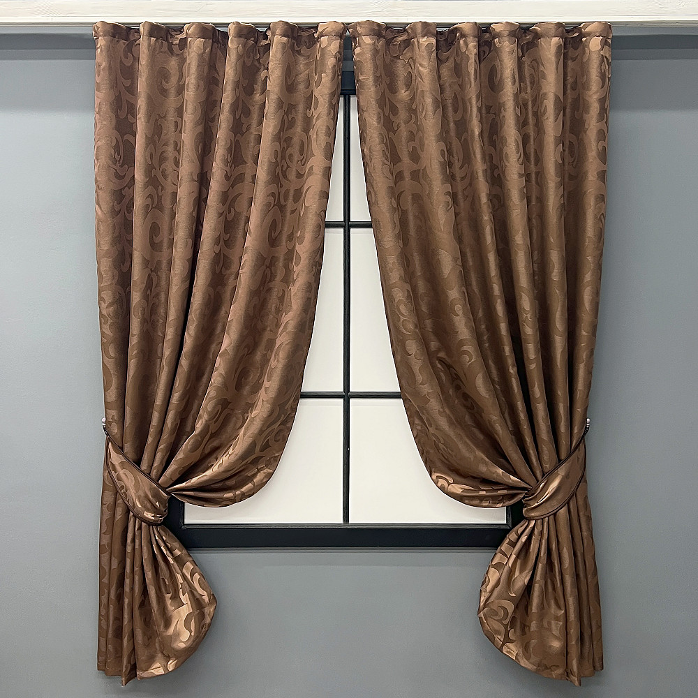 Комплект коротких штор VR-Textil Жакард Вензель № 478ш Світло-коричневий 130х170 см 2 шт (35-0407) Київ - фото 1