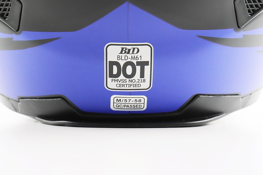 Шолом інтеграл, закритий (сертифікація DOT)+відкидні окуляри BLD-М61 M (57-58см), ЧОРНО-СИНІЙ (флуоресцентний) Київ - фото 8