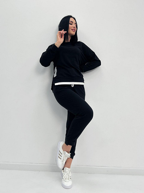 Трикотажний костюм-двійка "Spring" оптом | Батал | Розпродаж моделі Чорний, 54-56 Київ - фото 1