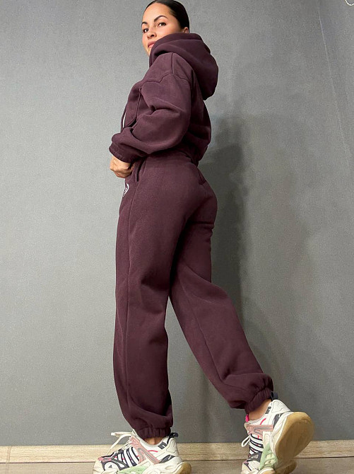 Костюм жіночий Joy One 80990 утеплений на флісі худі зі штанами бордовий, бордовий, XL Київ - фото 17
