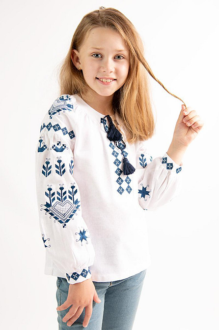 Вишиванка для дівчаток, лляна, біла, топ Київ - фото 1