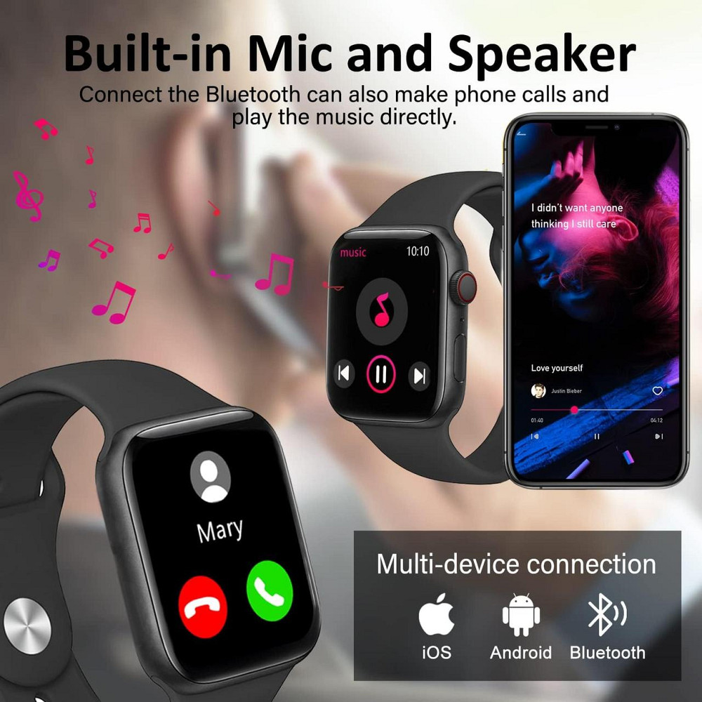 Розумний годинник Kebei SW-1: 1.88" HD-дисплей, Bluetooth-дзвінки, пульсометр, IP68, фітнес-трекер для Android/iOS Київ - фото 4