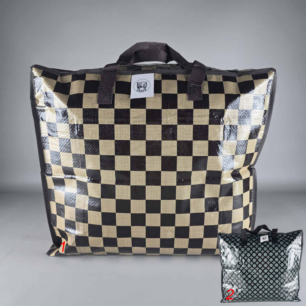 Сумка хозяйственная на змейке , полипропиленовая,  с цветным рисунком  №2 Шахматы+круги (44x38x18) (1 шт) Харьков - изображение 5