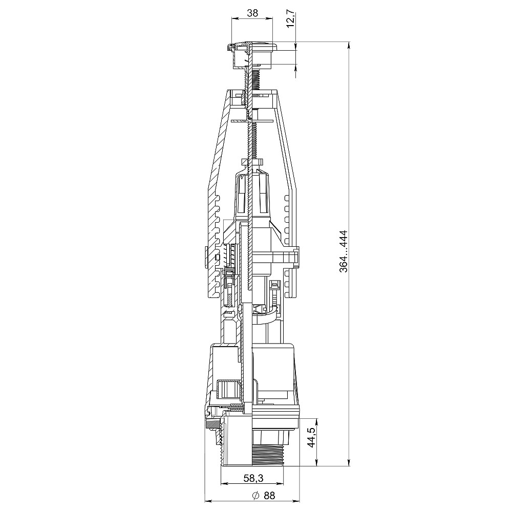 Зливний клапан бачка унітазу OPTIMUM з одним режимом зливу (хромована кнопка) OPTI 0410 Тернополь - изображение 8