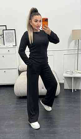Женский базовый костюм двойка: лонгслив и штаны трикотажный рубчик Одесса