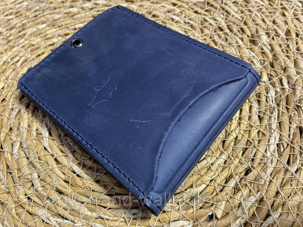 Шкіряна обкладинка на посвідчення СБУ з шевроном Синій Crazy Київ - фото 5