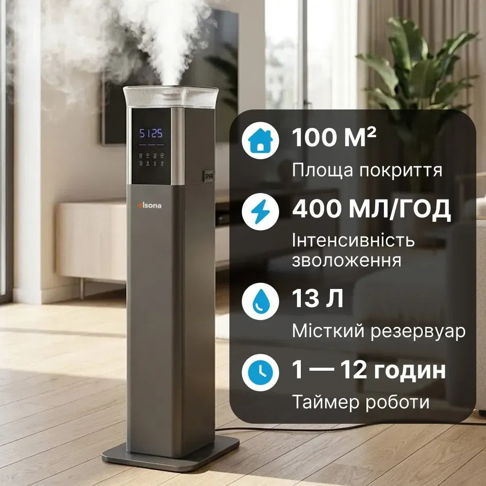 Потужний зволожувач повітря Ameliq для великих приміщень. Ультразвуковий зволожувач повітря з теплою та холодною парою Дніпро - фото 1