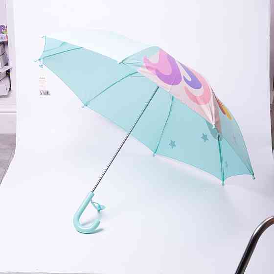 Класична дитяча парасолька-тростина механічна з поліестеру міцна надійна 8 спиць діаметр 89 см М'ятний HP-23-12M Коломыя