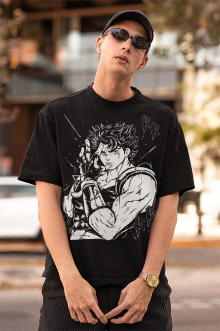 Футболка з аніме принтом Джоджо С Бізарре Адвентуре оверсайз (S/M/L) Чорний AnimeJ0288 Дніпро - фото 2