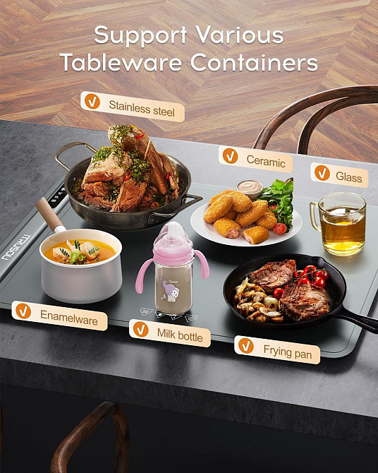 Подогреватель для еды Itrusou BW601 Тёмно-серый силикон 250W 16x24 см полный нагрев роллабл 3 режима Киев - изображение 2