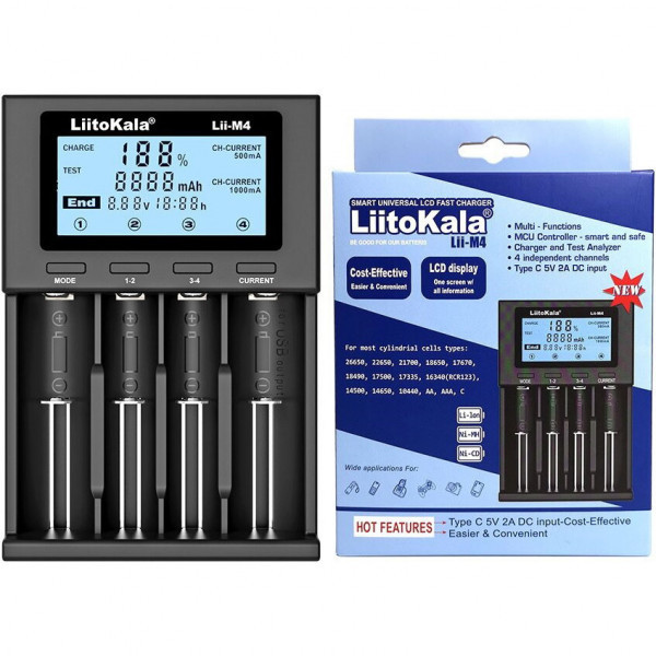 Зарядний пристрій LiitoKala Lii-M4, 4x(Lion/NiMH/NiCd), Power Bank, discharge function (Lii-M4) Київ - фото 7