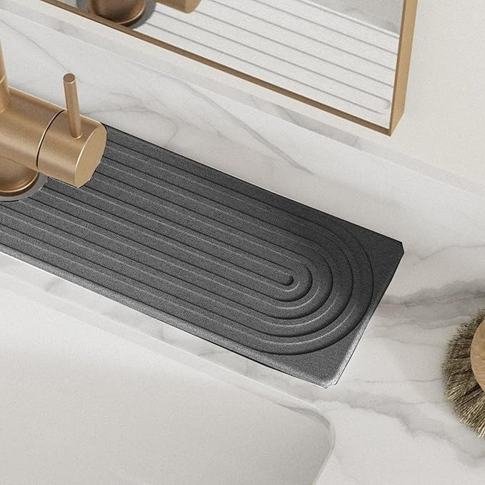 Комплект для душа и ванной комнаты коврик для ног,накладка-коврик на раковину,подставка цвет тёмно-серый Каменец-Подольский - изображение 5