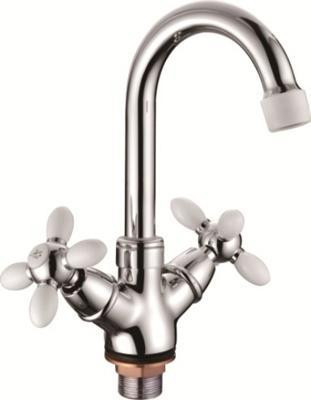 Смеситель для умывальника LOFFREY LY81010H с белыми ручками Харьков - изображение 1