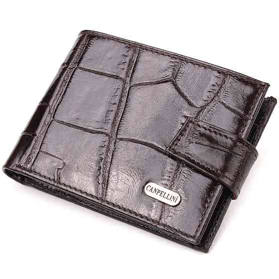 Надійний чоловічий гаманець із натуральної фактурної шкіри Коричневий (CANPELLINI) Київ