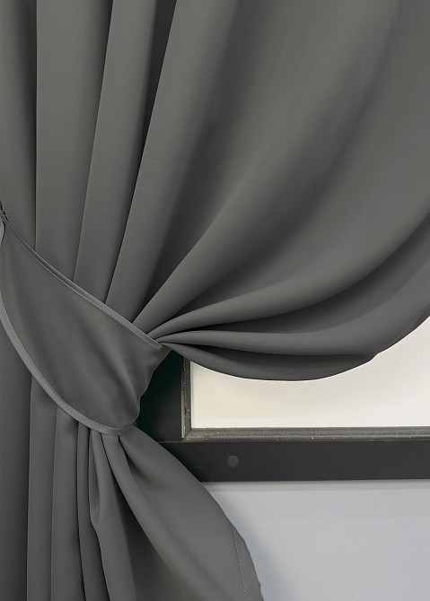 Комплект коротких штор VR-Textil Блекаут Midnight № 1671ш Сірий 140х170 см 2 шт (35-0333) Київ - фото 4