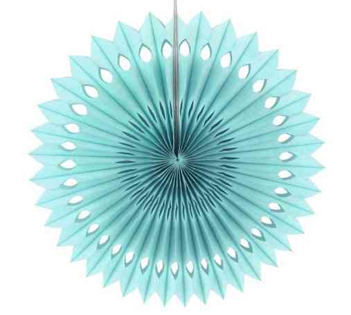 Бумажный веер декоративный 20 см голубой Киев