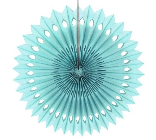 Бумажный веер декоративный 20 см голубой Киев - изображение 1