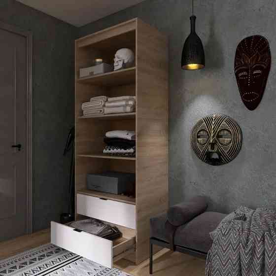 Шафа для одягу з 2 полицями над висувними шухлядами Еверест Сіті-800 80,2х50х204,6 см Дуб сонома/Білий (DTM-071141) Львів