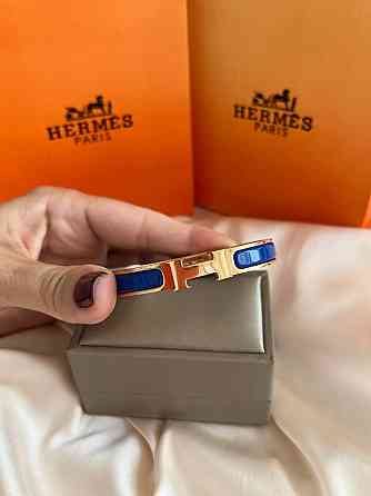 Роскошный браслет Hermes жесткий | насыщенный синий -  эмаль | напыление золото 18К |  размер 16-17 Одесса