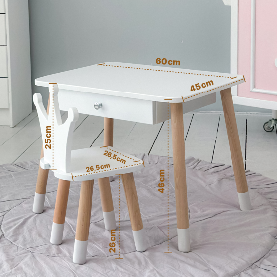 Детский столик с ящиком и стульчик, белый Киев