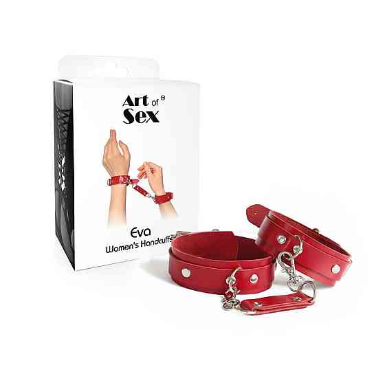 Наручники из натуральной кожи Art of Sex - Eva, цвет красный Sex Aura Киев