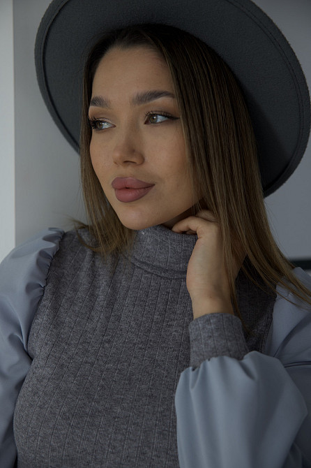 Женская элегантная кофта гольф в рубчик Dazy 46-48, Серый Киев - изображение 6