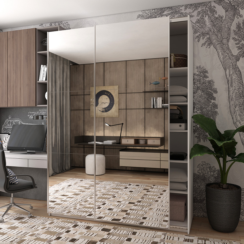 Шафа-купе двохдверна Doros G-Caiser 180х60х240 см Білий/2 Дзеркала (DRS-011012) Дніпро - фото 1