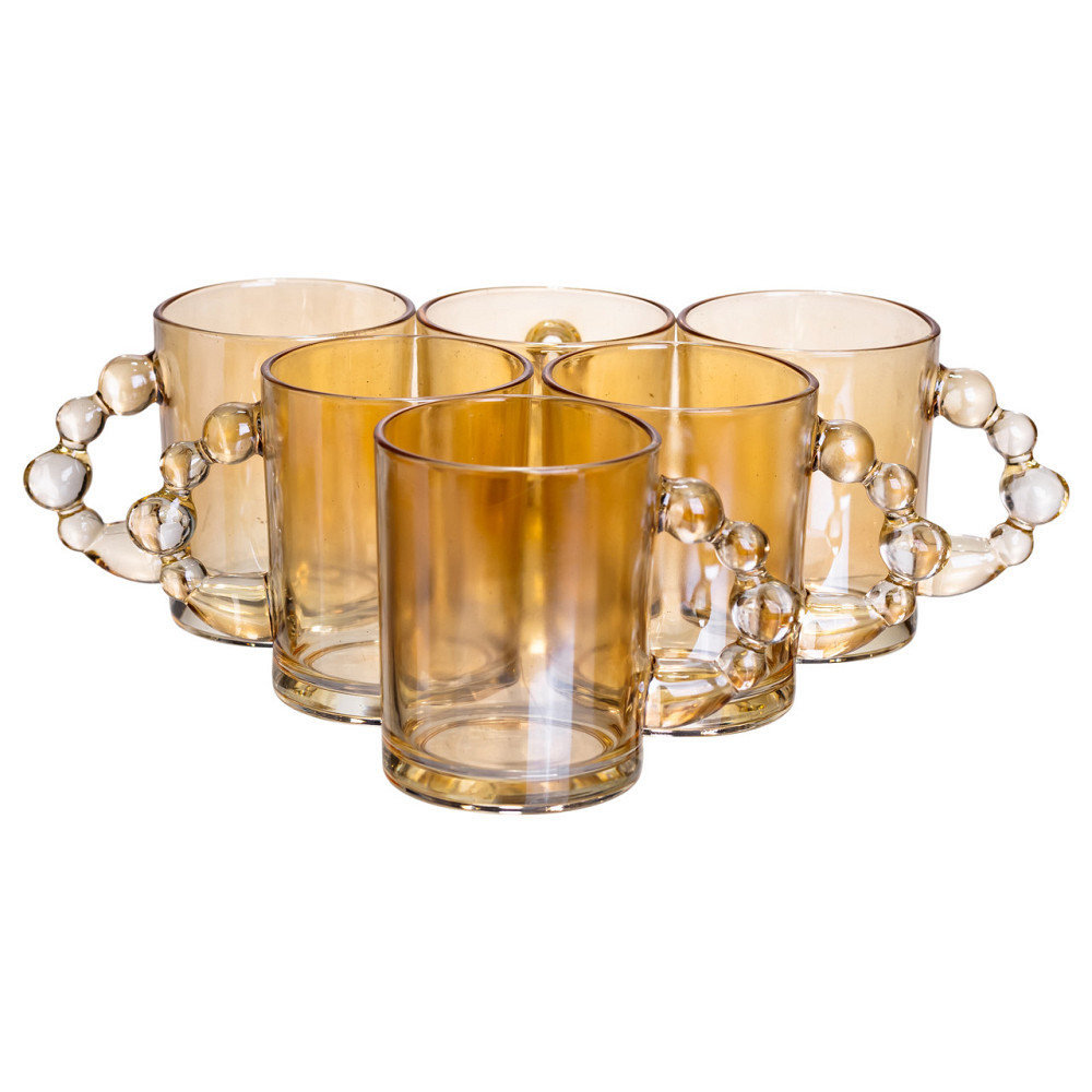 Yiwu Набір чашок 6 шт для чаю та кави по 350 (мл) кружки скляні Коричневий HP-19-ZD-2 Коломия - фото 1