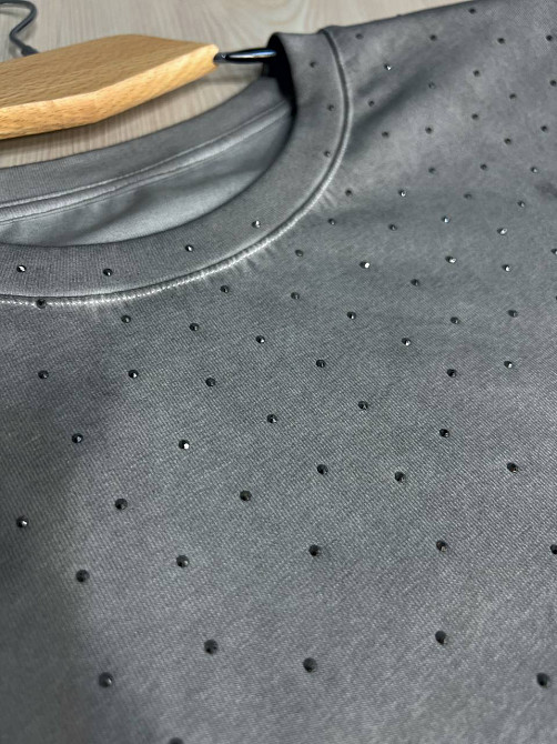 Футболка жіноча A-N 2668 варена тай дай оверсайз з камінцями сіра , сірий, one size Київ - фото 20