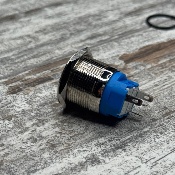 Кнопка 22 мм фиксирующаяся 12–24 В зелёный LED 5 pin 22F-11EZ, металлическая с подсветкой Киев