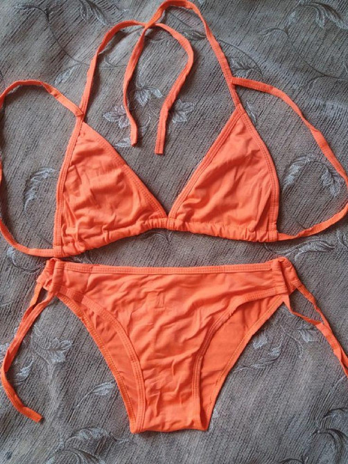 Купальник шторки без поролону роздільний one size помаранчевий Київ - фото 3