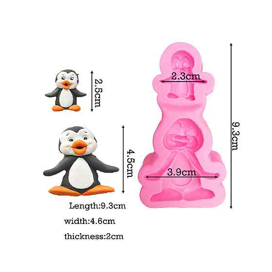 Молд силиконовый Пингвины 93 на 39 мм розовый Киев