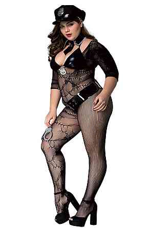 Еротичний комбінезон сітка BLACK POLICE OUTFIT XL/XXL Sex Aura Київ