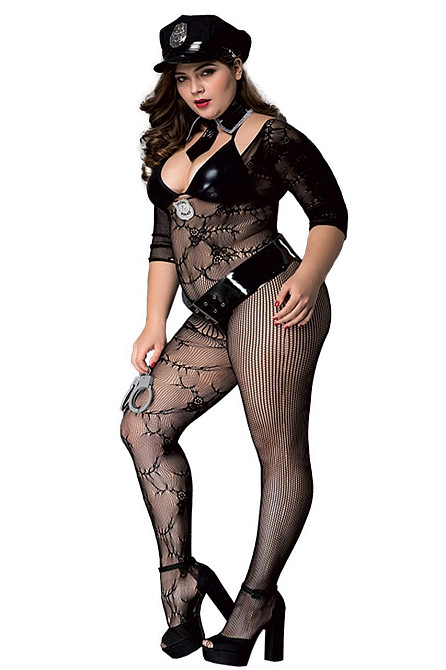 Еротичний комбінезон сітка BLACK POLICE OUTFIT XL/XXL Sex Aura Київ - фото 3