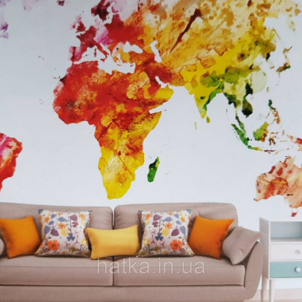 Шпалери вінілові на флізелін карта світу Київ - фото 9