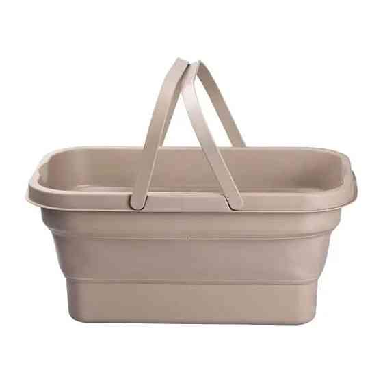 Складний кошик для пікніка з кришкою-столиком 44.8х26х14 см Бежевий SJ-0120BE Київ