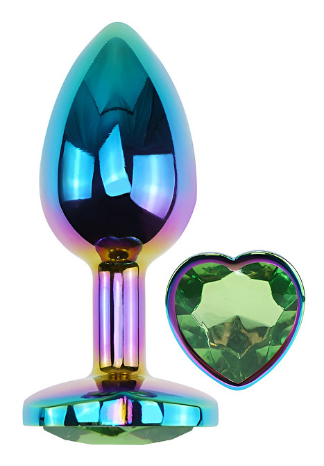 Анальна пробка з кристалом EGZO - Multicolor Heart Plug Green size M Sex Aura Київ - фото 2