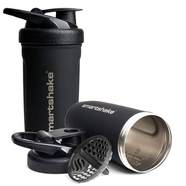 Шейкер спортивний SmartShake металевий Reforce Stainless Steel 30oz/900ml Black Луцк - изображение 1