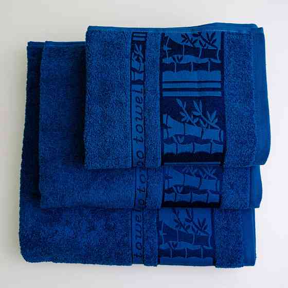 Набор махровых полотенец 3шт GM Textile 40х70см, 50х90см, 70х140см BambooN 450г/м2 (Синий) Сумы
