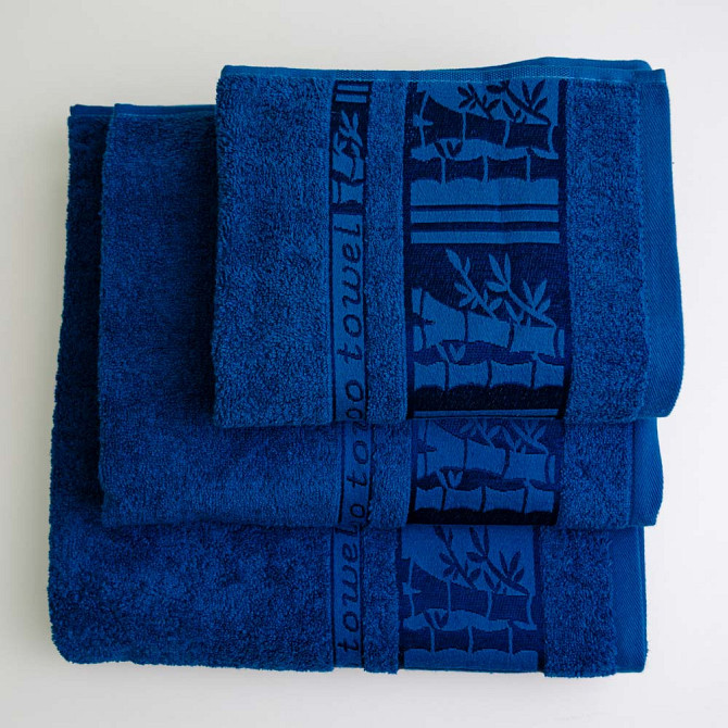 Набор махровых полотенец 3шт GM Textile 40х70см, 50х90см, 70х140см BambooN 450г/м2 (Синий) Сумы - изображение 3