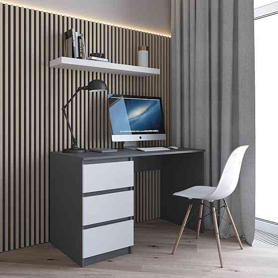 Комп’ютерний стіл VAYS R-13, письмовий з тумбою зліва, 3 шухляди, без ручок, ЛДСП, 120×60×75 см - для дому та офісу Львів