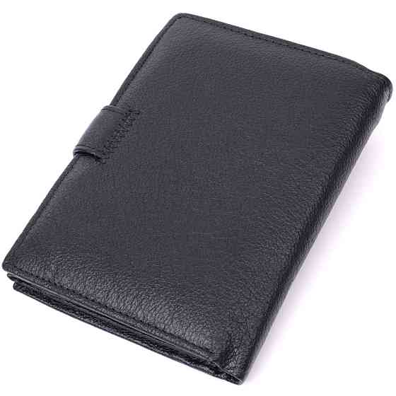 Чоловічий шкіряний гаманець з блоком для документів, чорний (ST Leather) Київ