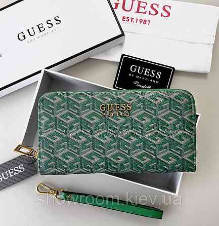 Женский кошелек на молнии Guess (7594) зеленый Киев