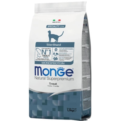 Сухой корм для кошек Monge Cat Monoprotein Sterilised с форелью 1.5 кг (8009470005494) Винница - изображение 1