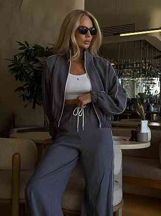 Женский стильный костюм двойка: кофта и штаны в спортивном стиле купра с бархатным напылением Серый, 42/44 Одесса