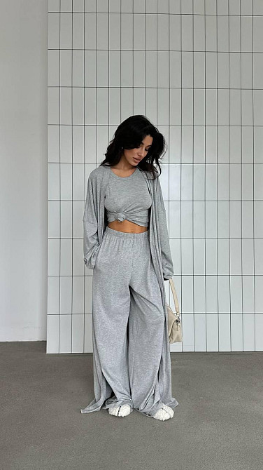 Женский комфортный стильный костюм тройка из натуральной вискозы Меланж Одесса - изображение 2