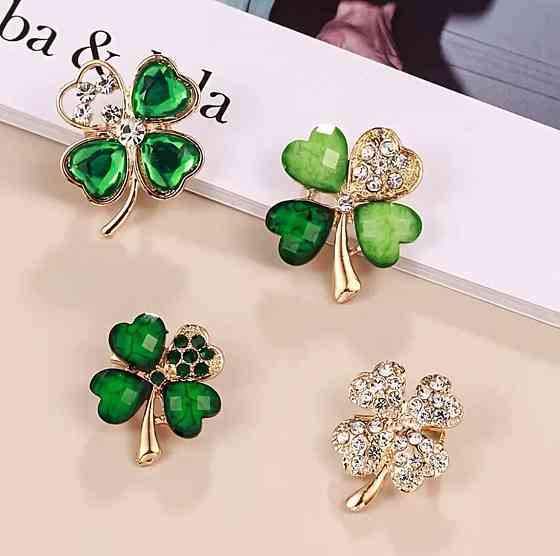 Набір брошок Конюшина удачі – 4 декоративні брошки чотирилисник Київ