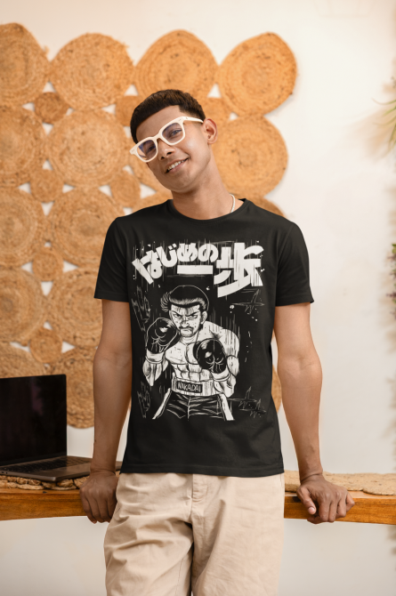 Футболка для хлопчика з аніме принтом Хаджіме Но Іппо Такамура оверсайз (зріст від 165 до 180) Чорний AnimeJ0672m Дніпро - фото 4