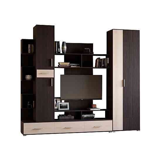 Стенка для гостиной Эверест Бриз + Шкаф ШП-2 венге + дуб молочный (DTM-2248) Львов