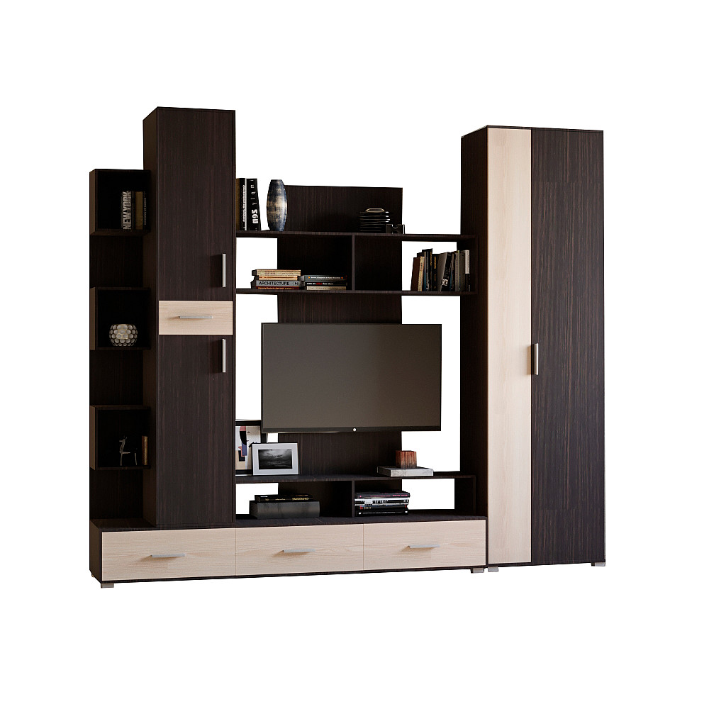 Стенка для гостиной Эверест Бриз + Шкаф ШП-2 венге + дуб молочный (DTM-2248) Львов - изображение 2